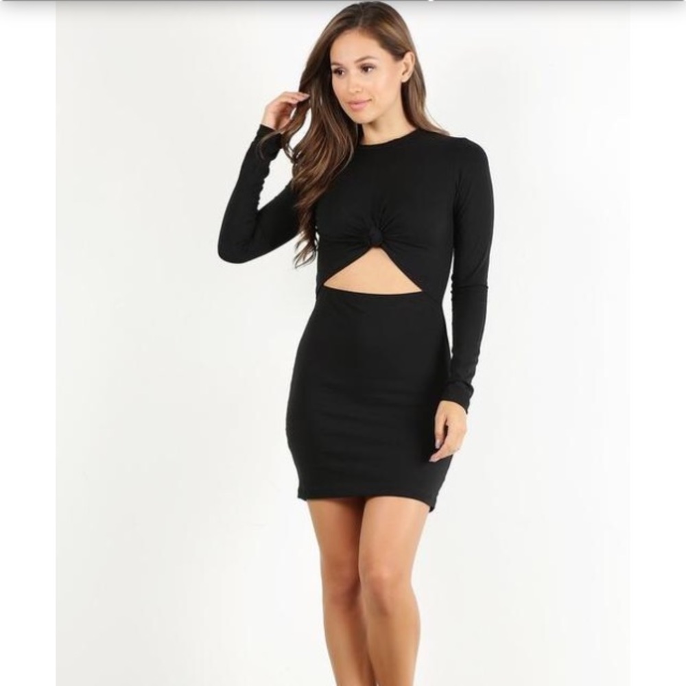 Trendy spring Long-Sleeve Black Dress
